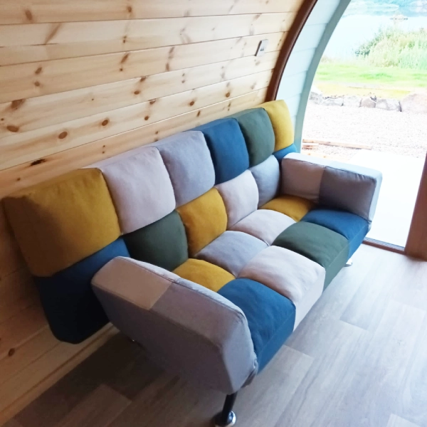 The Wheelhouse Pods Interior Colourful Couch